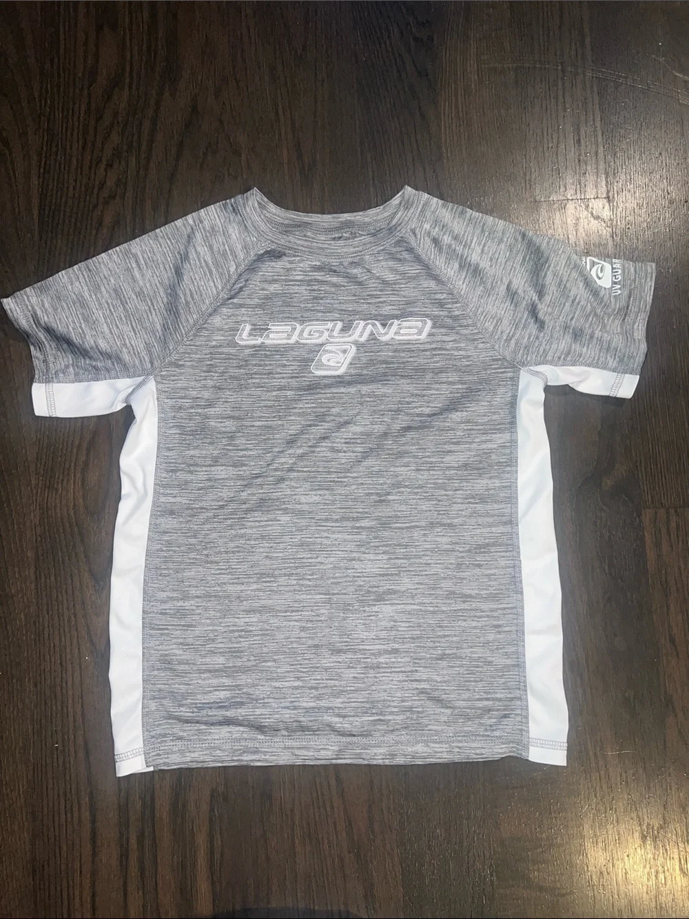 Laguna B Kids Gray & White Rashguard Set with Shark Print Shorts Size- 10-12